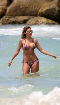 Chantel Jeffries shows off her fantastic figure in a multicoloured bikini on the beach in Miami | Picture 1513561