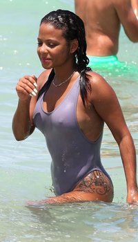 Christina Milian Wearing Swimsuit on Miami Beach | Picture 1514088