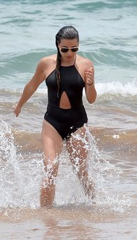 Lea Michele seen at Hawaii beach in Black Swimsuit | Picture 1512297