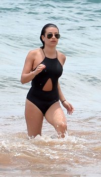 Lea Michele seen at Hawaii beach in Black Swimsuit | Picture 1512298