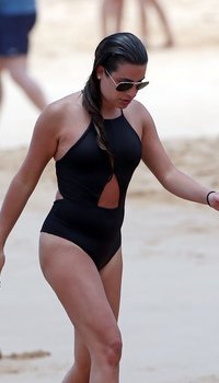 Lea Michele seen at Hawaii beach in Black Swimsuit | Picture 1512306