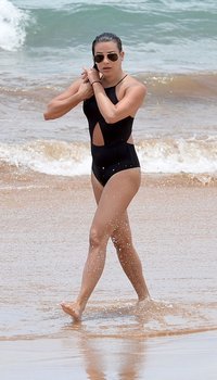Lea Michele seen at Hawaii beach in Black Swimsuit | Picture 1512293