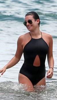 Lea Michele seen at Hawaii beach in Black Swimsuit | Picture 1512302
