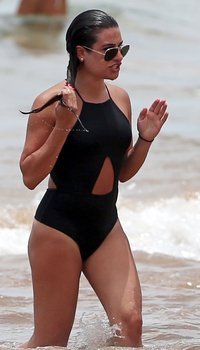 Lea Michele seen at Hawaii beach in Black Swimsuit | Picture 1512303