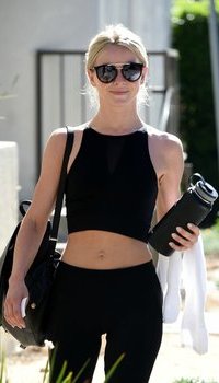 Julianne Hough shows off her abs while out for a coffee after the gym