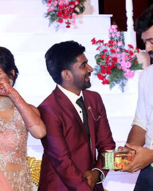 Ashwin Kakumanu - Music Director Dharan Kumar - Actress Deekshitha Wedding Reception Photos