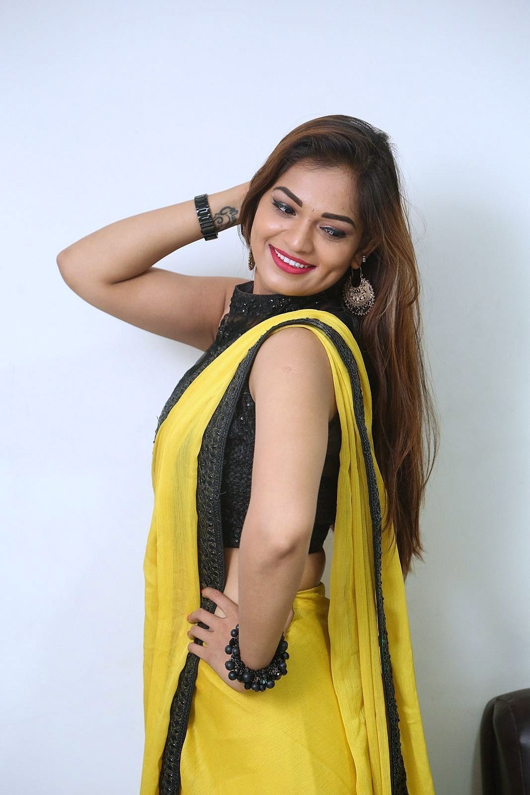 Actress Aswini Hot in Yellow Saree Photos | Picture 1491825