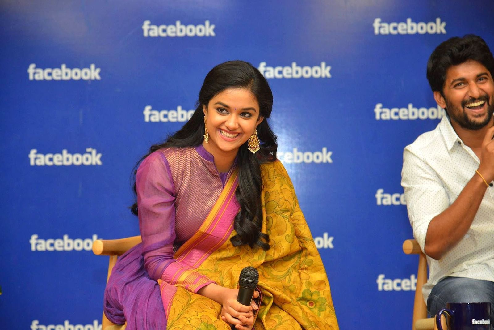 Keerthy Suresh - Nani and Keerthi Suresh at Facebook Office To Promote Nenu Local Photos | Picture 1465443